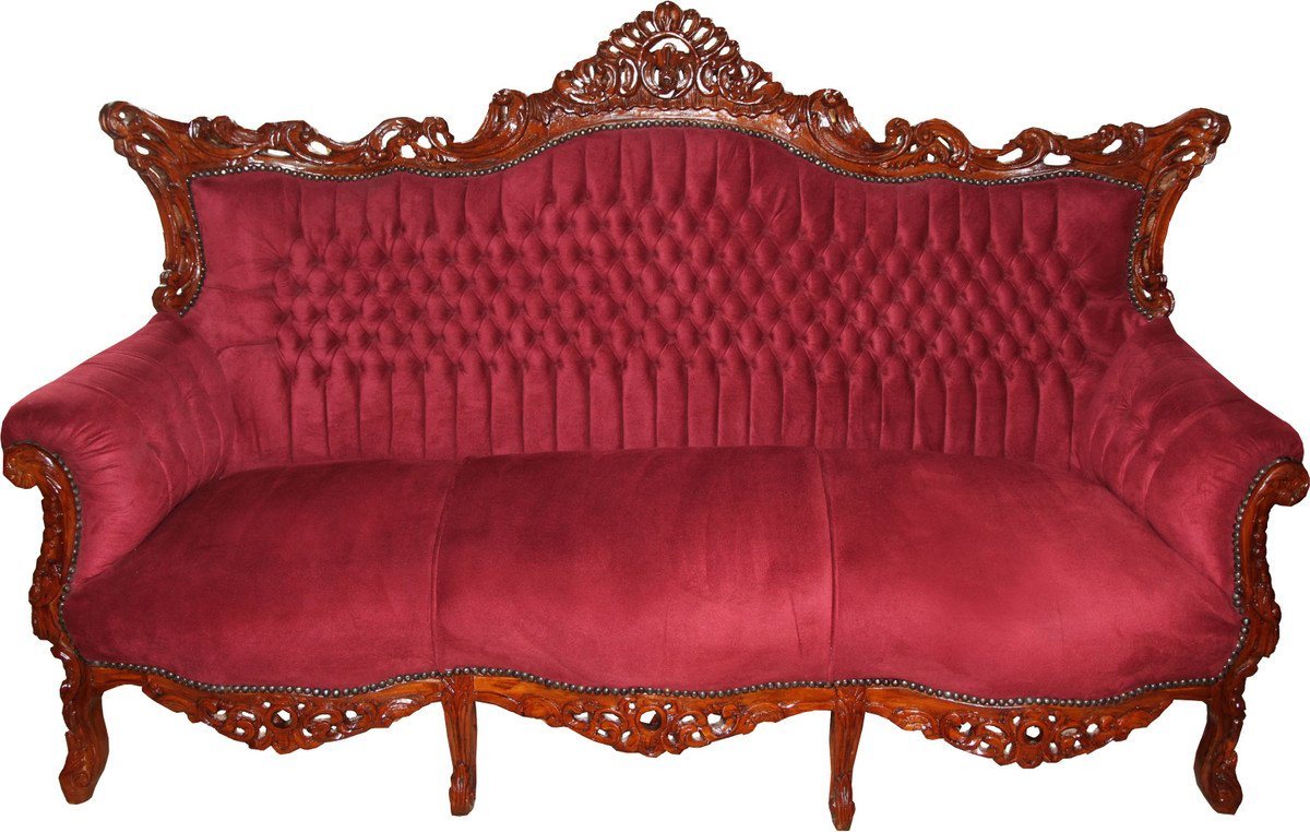 Casa Padrino 3-Sitzer Barock 3-er Sofa Master in Bordeaux / Braun - Wohnzimmer Möbel Couch Lounge - Limited Edition von Casa Padrino