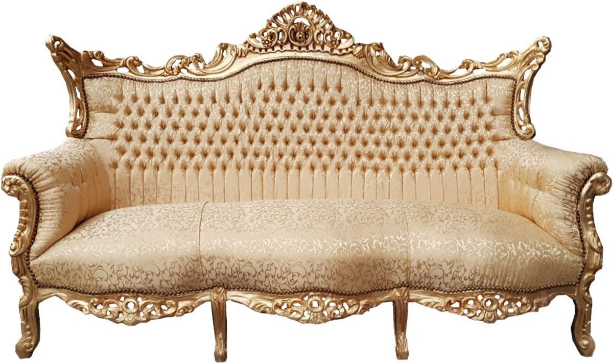 Casa Padrino 3-Sitzer Barock 3er Sofa Gold Muster / Gold - Wohnzimmer Möbel Couch Lounge von Casa Padrino