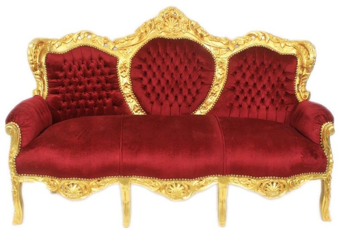 Casa Padrino 3-Sitzer Barock 3er Sofa King Bordeaux / Gold - Möbel von Casa Padrino