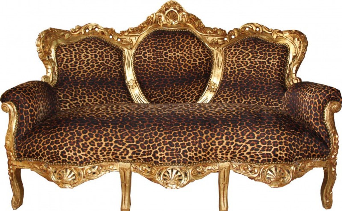 Casa Padrino 3-Sitzer Barock 3er Sofa King" Leopard/Gold - Antik Möbel" von Casa Padrino