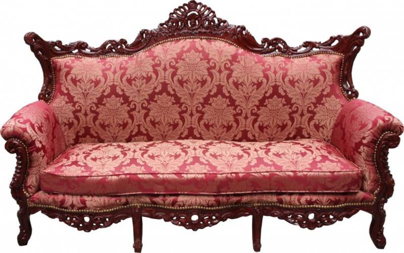 Casa Padrino 3-Sitzer Barock 3er Sofa Master Bordeaux Muster / Braunrot - Wohnzimmer Couch Möbel Lounge von Casa Padrino