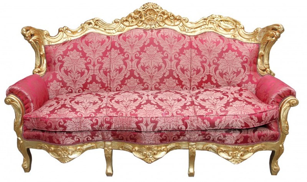 Casa Padrino 3-Sitzer Barock 3er Sofa Master Bordeaux Muster / Gold - Wohnzimmer Couch Möbel Lounge von Casa Padrino