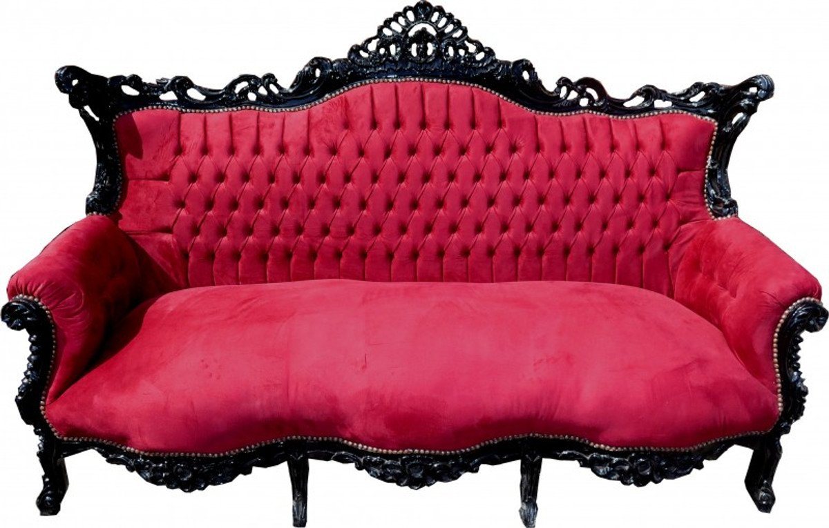 Casa Padrino 3-Sitzer Barock 3er Sofa Master Bordeaux Rot / Schwarz - Wohnzimmer Möbel Couch Lounge von Casa Padrino
