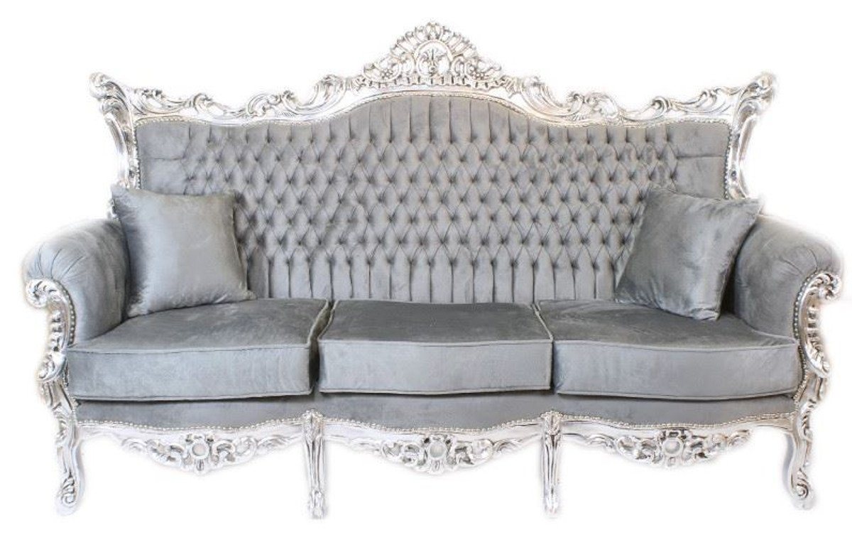 Casa Padrino 3-Sitzer Barock 3er Sofa Master Grau / Silber Mod1 - Wohnzimmer Möbel Couch Lounge von Casa Padrino
