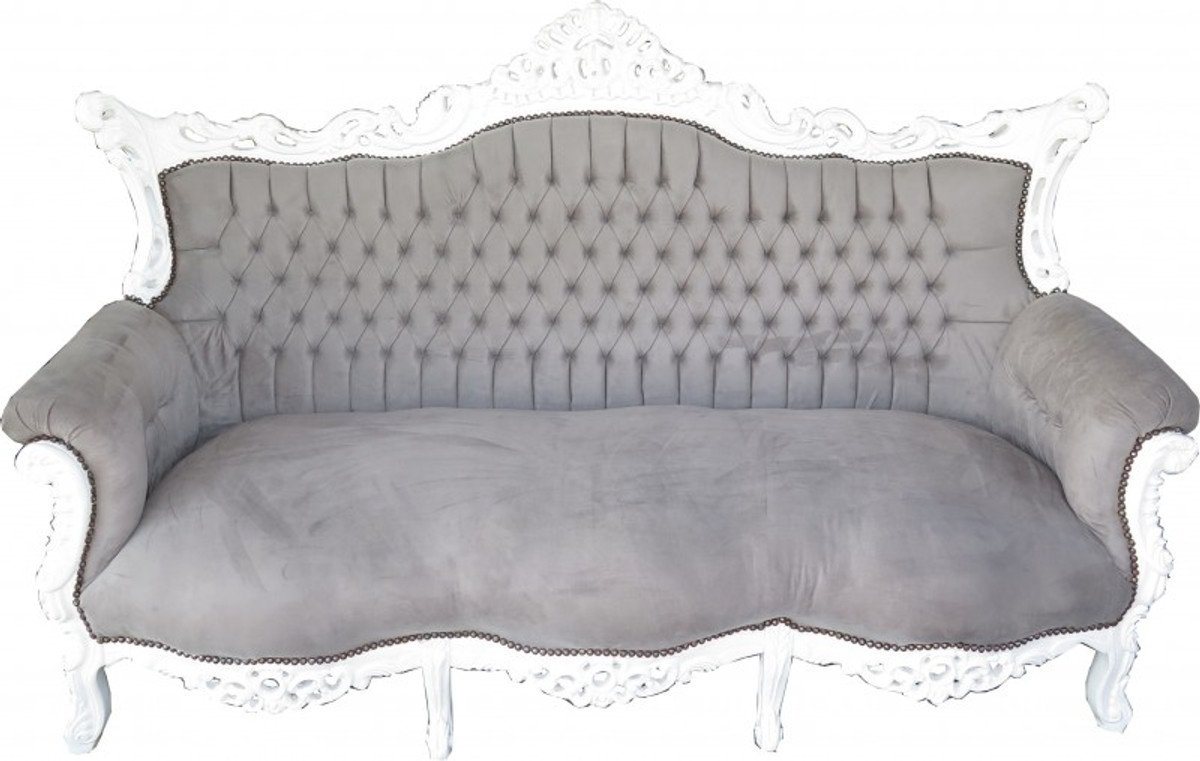 Casa Padrino 3-Sitzer Barock 3er Sofa Master Grau / Weiß - Wohnzimmer Möbel Couch Lounge von Casa Padrino