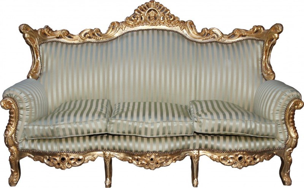 Casa Padrino 3-Sitzer Barock 3er Sofa Master Jadegrün/Beige / Gold Mod3 - Wohnzimmer Couch Möbel Lounge von Casa Padrino