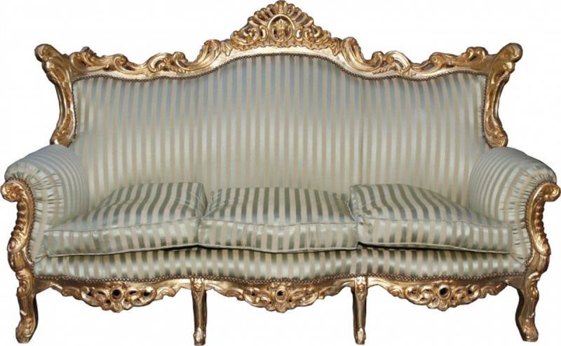 Casa Padrino 3-Sitzer Barock 3er Sofa Master Jadegrün/Beige / Gold Mod3 - Wohnzimmer Couch Möbel Lounge von Casa Padrino