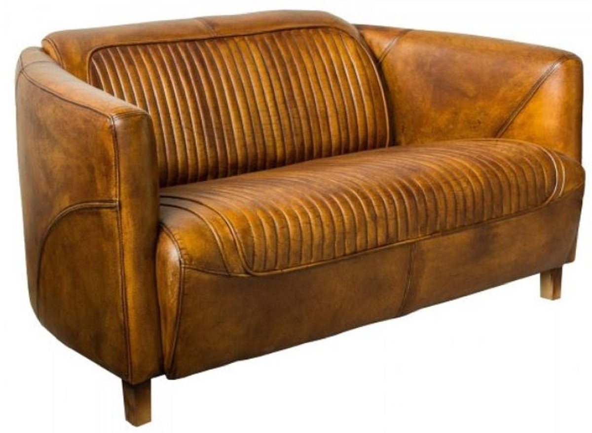 Casa Padrino 3-Sitzer Luxus Leder 3er Sofa Vintage Braun 175 x 86 x H. 68 cm - Echtleder Wohnzimmer Sofa - Echtleder Wohnzimmer Möbel - Luxus Leder Möbel von Casa Padrino
