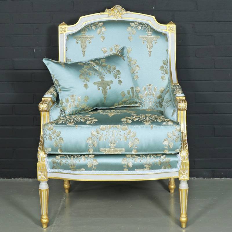 Casa Padrino Antikstil Lounge Sessel Helltürkis / Gold 70 x 70 x H. 100 cm - Barock Möbel Casa Padrino Antikstil Lounge Sessel Helltürkis / Gold 70 x 70 x H. 100 cm - Barock Möbel von Casa Padrino