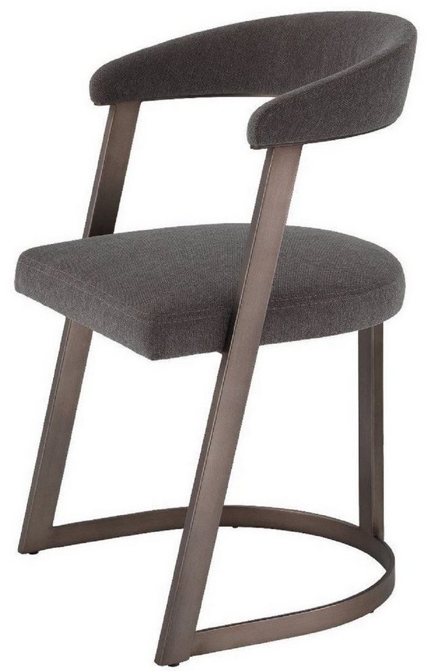 Casa Padrino Armlehnstuhl Designer Stuhl mit Armlehnen Grau-Braun / Bronzefarben 52 x 49 x H. 78 cm - Esszimmerstuhl - Bürostuhl - Luxus Designer Möbel von Casa Padrino