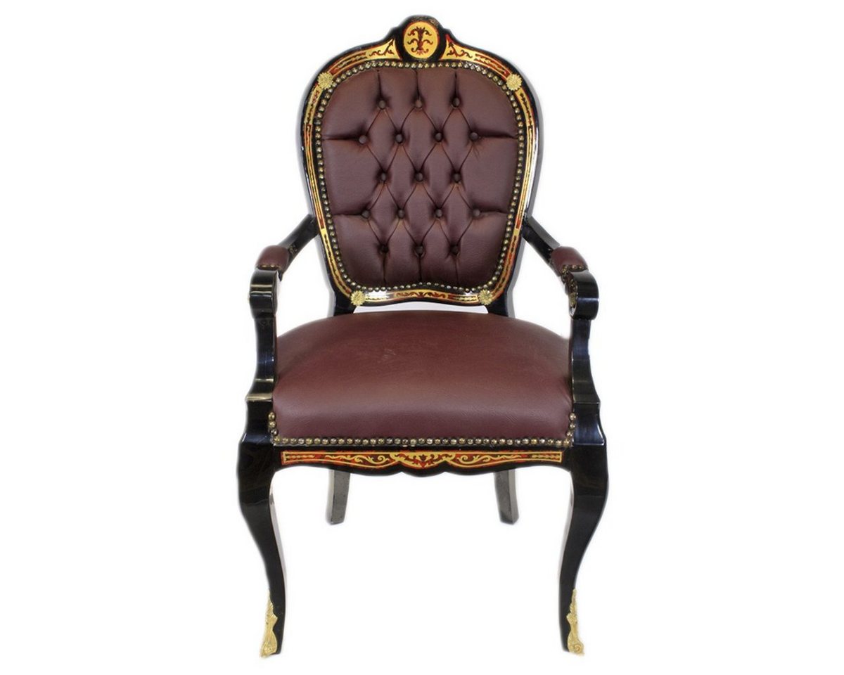 Casa Padrino Armlehnstuhl Luxus Barock Stuhl mit Armlehnen Boulle Collection - Luxus Schreibtisch Stuhl Casa Padrino Armlehnstuhl Luxus Barock Stuhl mit Armlehnen Boulle Collection - Luxus Schreibtisch Stuhl von Casa Padrino