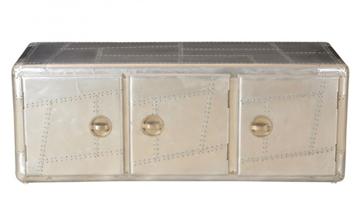 Casa Padrino Art Deco Designer Flieger Sideboard Aluminium mit 3 Schubladen 145 x 60 x 55 cm - Vintage Look Casa Padrino Art Deco Designer Flieger Sideboard Aluminium mit 3 Schubladen 145 x 60 x 55 cm - Vintage Look von Casa Padrino