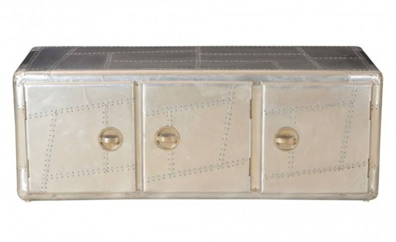 Casa Padrino Art Deco Designer Flieger Sideboard Aluminium mit 3 Schubladen 145 x 60 x 55 cm - Vintage Look Casa Padrino Art Deco Designer Flieger Sideboard Aluminium mit 3 Schubladen 145 x 60 x 55 cm - Vintage Look von Casa Padrino