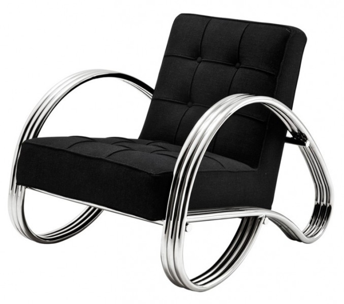Casa Padrino Art Deco Sessel Chrom / Schwarz Mod4 - Club Sessel - Lounge Sessel, Lounge Sessel von Casa Padrino