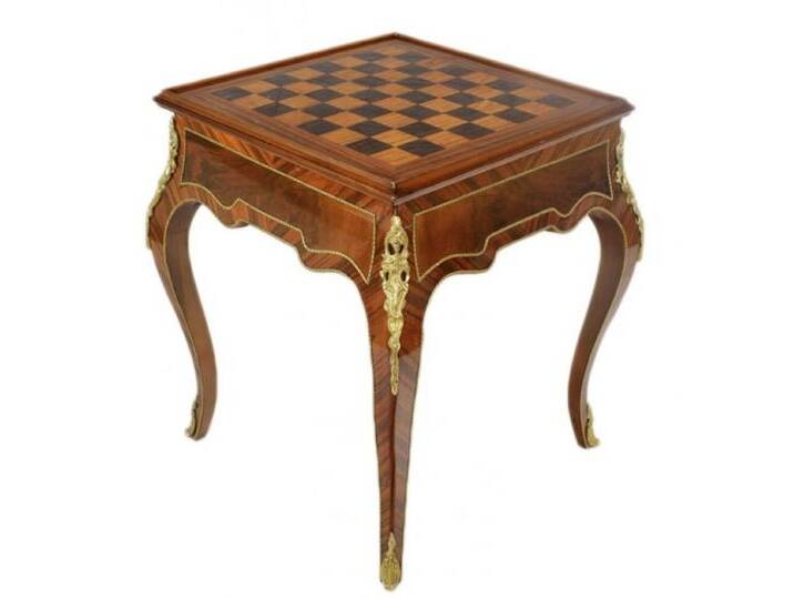 Casa Padrino Art Deco Spieltisch Schach / Backgammon Tisch Mahagoni Braun L 60 x B 60 x H 71 cm - Möbel Antik Stil Barock von Casa Padrino