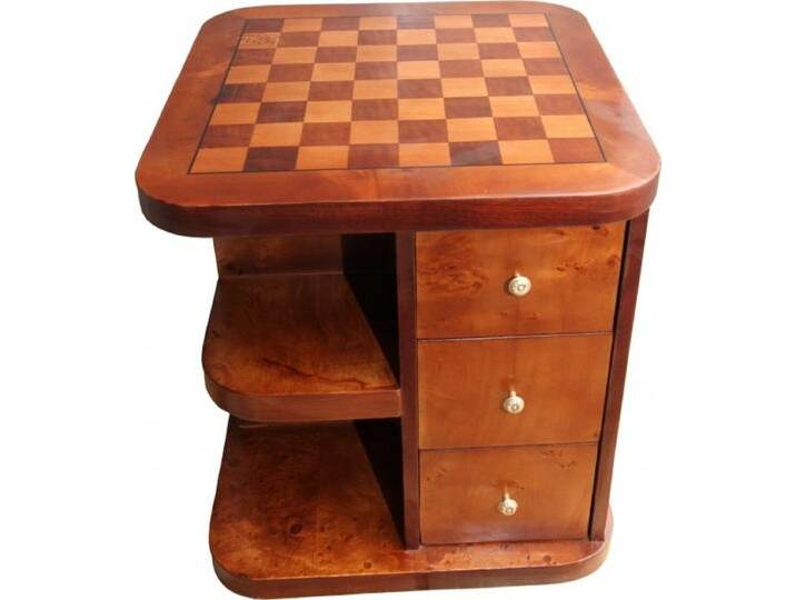 Casa Padrino Art Deco Spieltisch Schach / Dame Mahagoni Mod2 L 50 x B 50 x H 55 cm - Möbel Antik Stil Barock von Casa Padrino