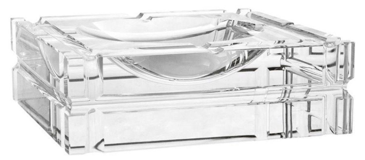 Casa Padrino Aschenbecher Designer Kristallglas Aschenbecher 21 x 21 x H. 6,7 cm - Luxus Edition von Casa Padrino