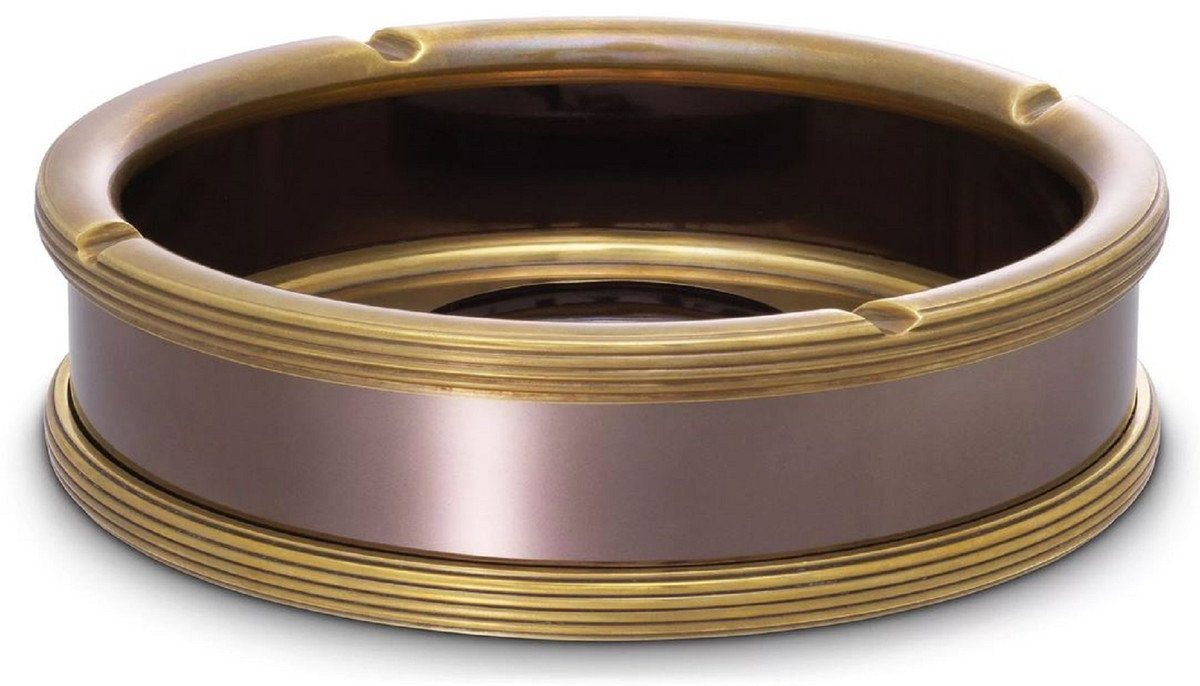 Casa Padrino Aschenbecher Luxus Aschenbecher Vintage Messing / Bronze Ø 18 x H. 5 cm - Runder Messing Aschenbecher - Deko Accessoires - Luxus Qualität Casa Padrino Aschenbecher Luxus Aschenbecher Vintage Messing / Bronze Ø 18 x H. 5 cm - Runder Messing Aschenbecher - Deko Accessoires - Luxus Qualität von Casa Padrino
