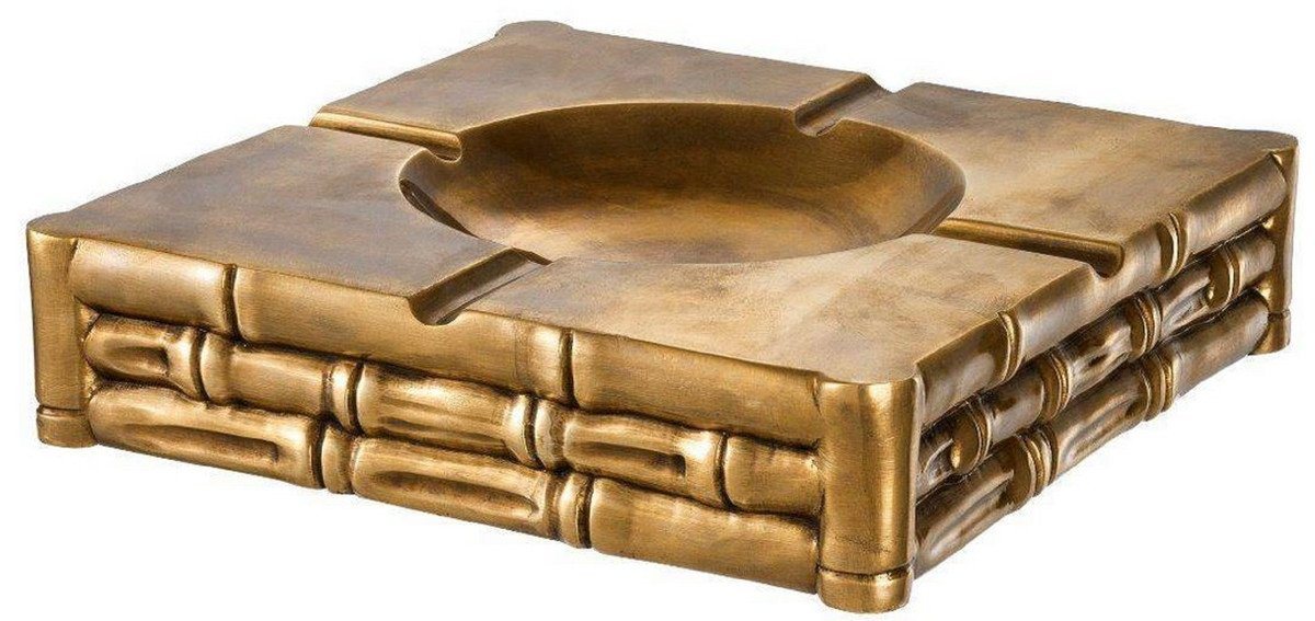 Casa Padrino Aschenbecher Luxus Aschenbecher Vintage Messingfarben 22,5 x 22,5 x H. 5,5 cm - Quadratischer Messing Aschenbecher in Bambusoptik - Luxus Deko Accessoires Casa Padrino Aschenbecher Luxus Aschenbecher Vintage Messingfarben 22,5 x 22,5 x H. 5,5 cm - Quadratischer Messing Aschenbecher in Bambusoptik - Luxus Deko Accessoires von Casa Padrino