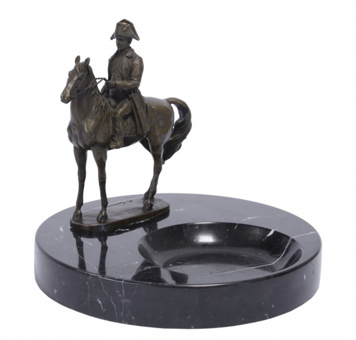Casa Padrino Aschenbecher Luxus Jugendstil mit Bronzefigur Napoleon auf Pferd von Casa Padrino