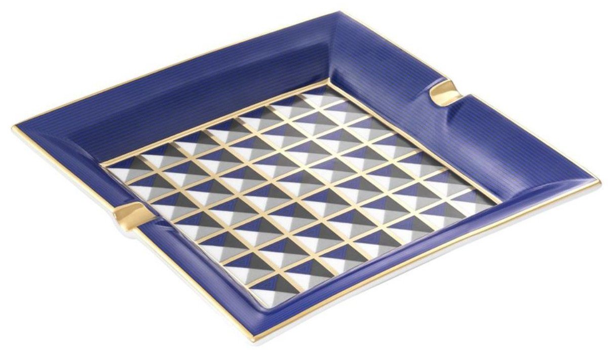 Casa Padrino Aschenbecher Luxus Porzellan Design Aschenbecher Blau / Mehrfarbig 24,5 x 24,5 x H. 3,5 cm - Wohnzimmer Accessoires Casa Padrino Aschenbecher Luxus Porzellan Design Aschenbecher Blau / Mehrfarbig 24,5 x 24,5 x H. 3,5 cm - Wohnzimmer Accessoires von Casa Padrino