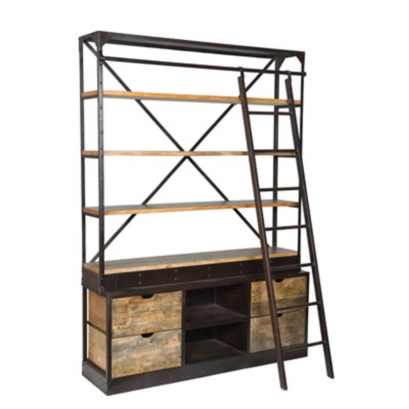 Casa Padrino BÃ¼cherregal Natur Antik-Look mit Leiter 150 x 40 x H.210 cm -  Regalschrank, BÃ¼cherschrank von Casa Padrino