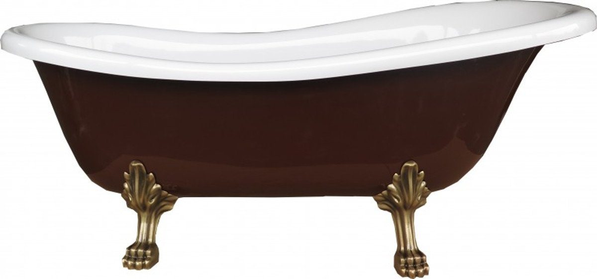 Casa Padrino Badewanne Freistehende Luxus Badewanne Jugendstil Roma Braun/Weiß/Altgold 1560mm von - Barock Badezimmer - Retro Antik Badewanne von Casa Padrino