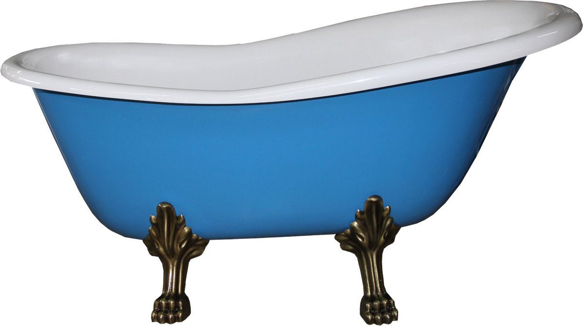 Casa Padrino Badewanne Freistehende Luxus Badewanne Jugendstil Roma Hellblau/Weiß/Altgold 1470mm - Barock Badezimmer - Mod1 von Casa Padrino