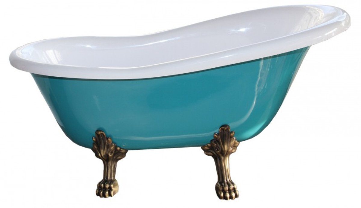 Casa Padrino Badewanne Freistehende Luxus Badewanne Jugendstil Roma Türkis/Weiß Altgold 1470mm - Barock Antik Badezimmer von Casa Padrino