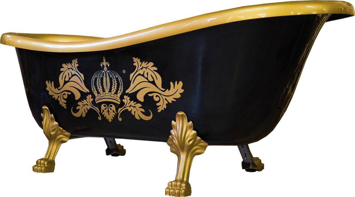 Casa Padrino Badewanne Luxus Badewanne Deluxe freistehend von Harald Glööckler Schwarz / Gold / Gold 1695mm mit goldfarbenen Löwenfüssen von Casa Padrino