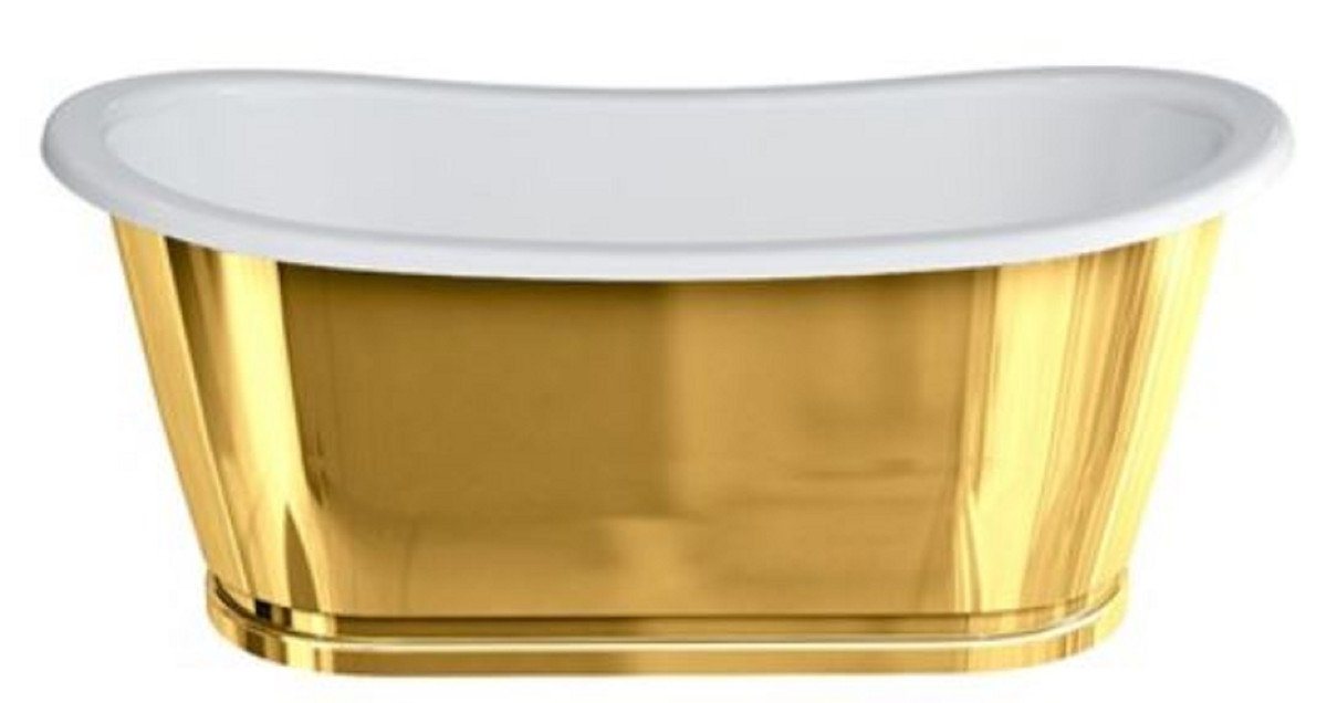 Casa Padrino Badewanne Luxus Jugendstil Badewanne Gold / Weiß 167,5 x 76,1 x H. 71,1 cm - Freistehende Retro Badewanne - Luxus Jugendstil Badezimmer Möbel von Casa Padrino