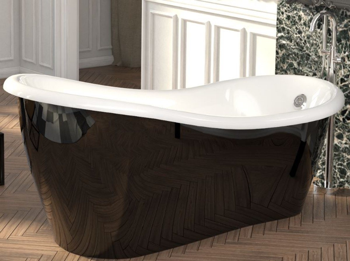 Casa Padrino Badewanne Luxus Jugendstil Badewanne Schwarz / Weiß 170 x 80 x H. 70,5 cm - Freistehende Retro Antik Badewanne - Badezimmer Möbel von Casa Padrino