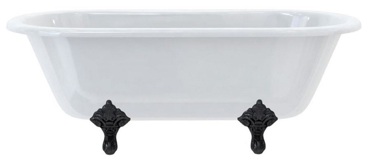 Casa Padrino Badewanne Luxus Jugendstil Badewanne Weiß / Schwarz 169 x 74,5 x H. 62 cm - Freistehende Retro Acryl Badewanne - Retro Badezimmer Möbel von Casa Padrino