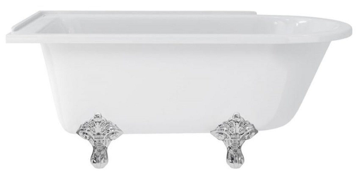 Casa Padrino Badewanne Luxus Jugendstil Badewanne Weiß / Silber 150 x 75 x H. 65 cm - Freistehende Retro Acryl Badewanne - Nostalgische Retro Badezimmer Möbel von Casa Padrino