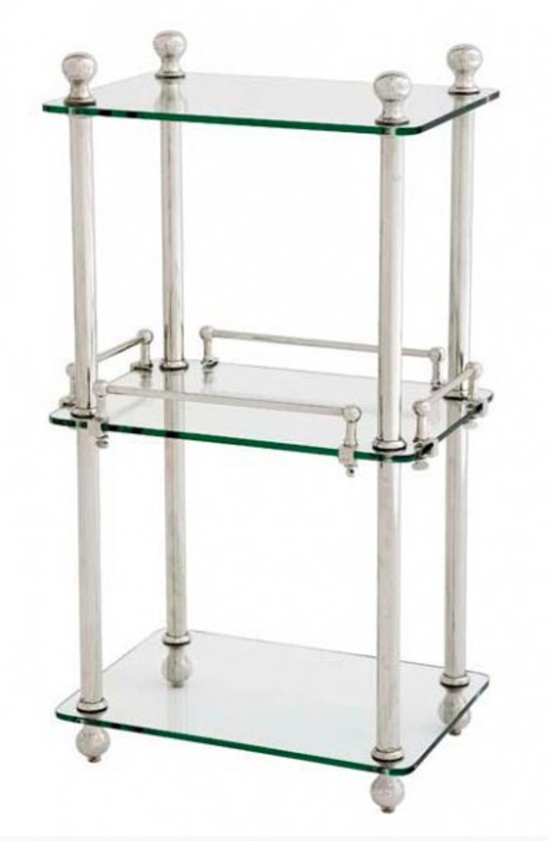 Casa Padrino Badezimmer Luxus Regalschrank vernickelt - Glasregal Badregal Regal Schrank Glas von Casa Padrino