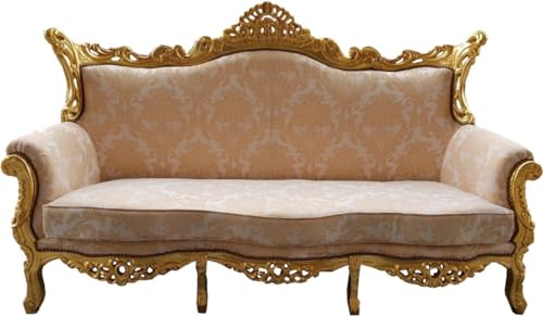 Casa Padrino Barock 3er Sofa Creme Muster/Gold - Wohnzimmer Möbel Couch Lounge von Casa Padrino