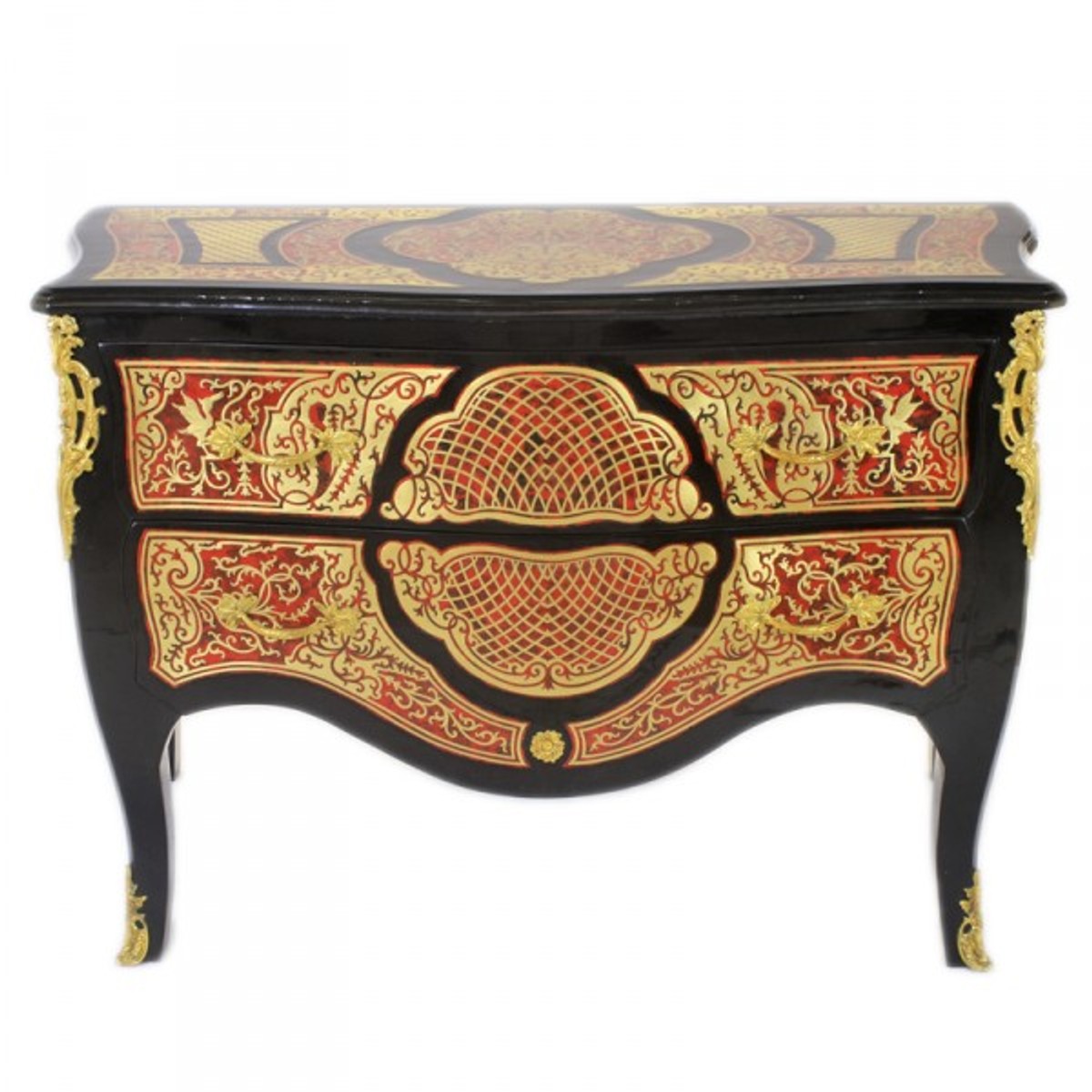 Casa Padrino Barock Boulle Kommode Schwarz / Gold / Rot 130cm - Möbel Schrank Sideboard Casa Padrino Barock Boulle Kommode Schwarz / Gold / Rot 130cm - Möbel Schrank Sideboard von Casa Padrino