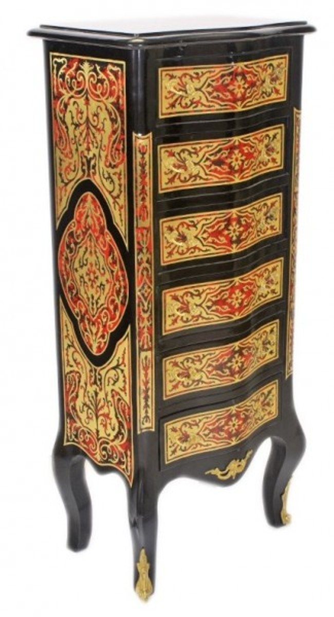 Casa Padrino Barock Boulle Kommode Schwarz / Gold / Rot mit 6 Schubladen - Möbel Schrank Sideboard Casa Padrino Barock Boulle Kommode Schwarz / Gold / Rot mit 6 Schubladen - Möbel Schrank Sideboard von Casa Padrino