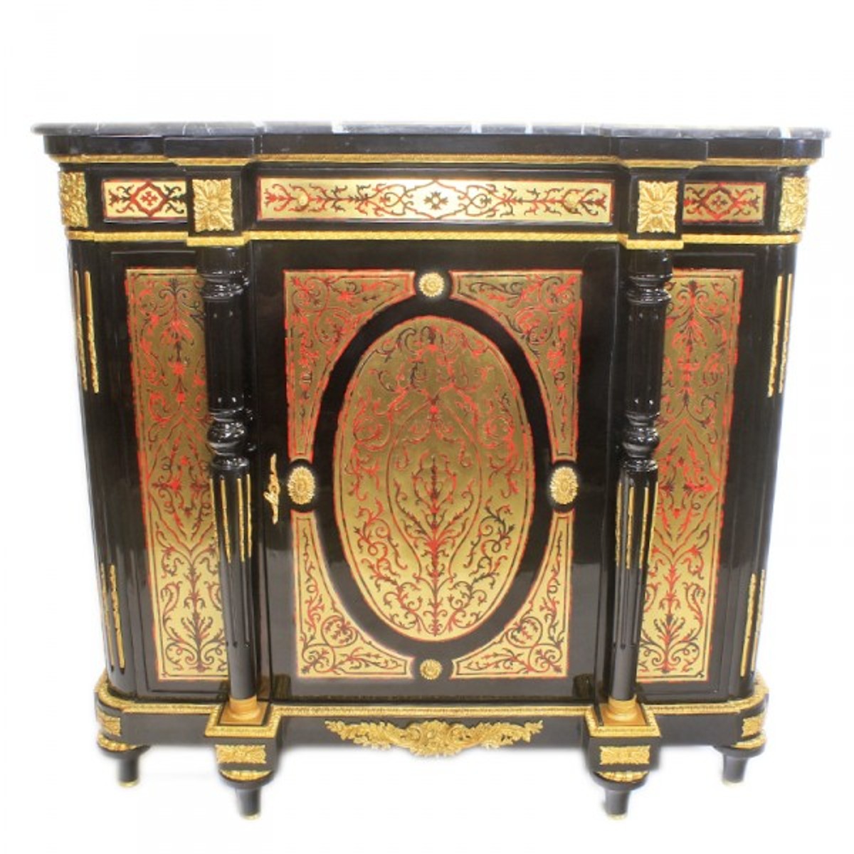 Casa Padrino Barock Boulle Kommode Schwarz / Gold / Rot mit Marmorplatte 130 cm - Möbel Schrank Sideboard Casa Padrino Barock Boulle Kommode Schwarz / Gold / Rot mit Marmorplatte 130 cm - Möbel Schrank Sideboard von Casa Padrino