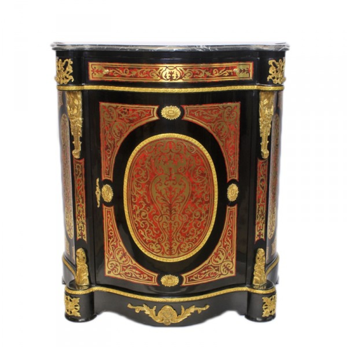 Casa Padrino Barock Boulle Kommode Schwarz / Gold / Rot mit Marmorplatte 80 x H105 cm - Möbel Schrank Sideboard Casa Padrino Barock Boulle Kommode Schwarz / Gold / Rot mit Marmorplatte 80 x H105 cm - Möbel Schrank Sideboard von Casa Padrino