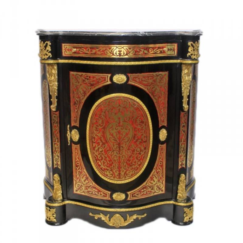 Casa Padrino Barock Boulle Kommode Schwarz / Gold / Rot mit Marmorplatte 80 x H105 cm - Möbel Schrank Sideboard Casa Padrino Barock Boulle Kommode Schwarz / Gold / Rot mit Marmorplatte 80 x H105 cm - Möbel Schrank Sideboard von Casa Padrino
