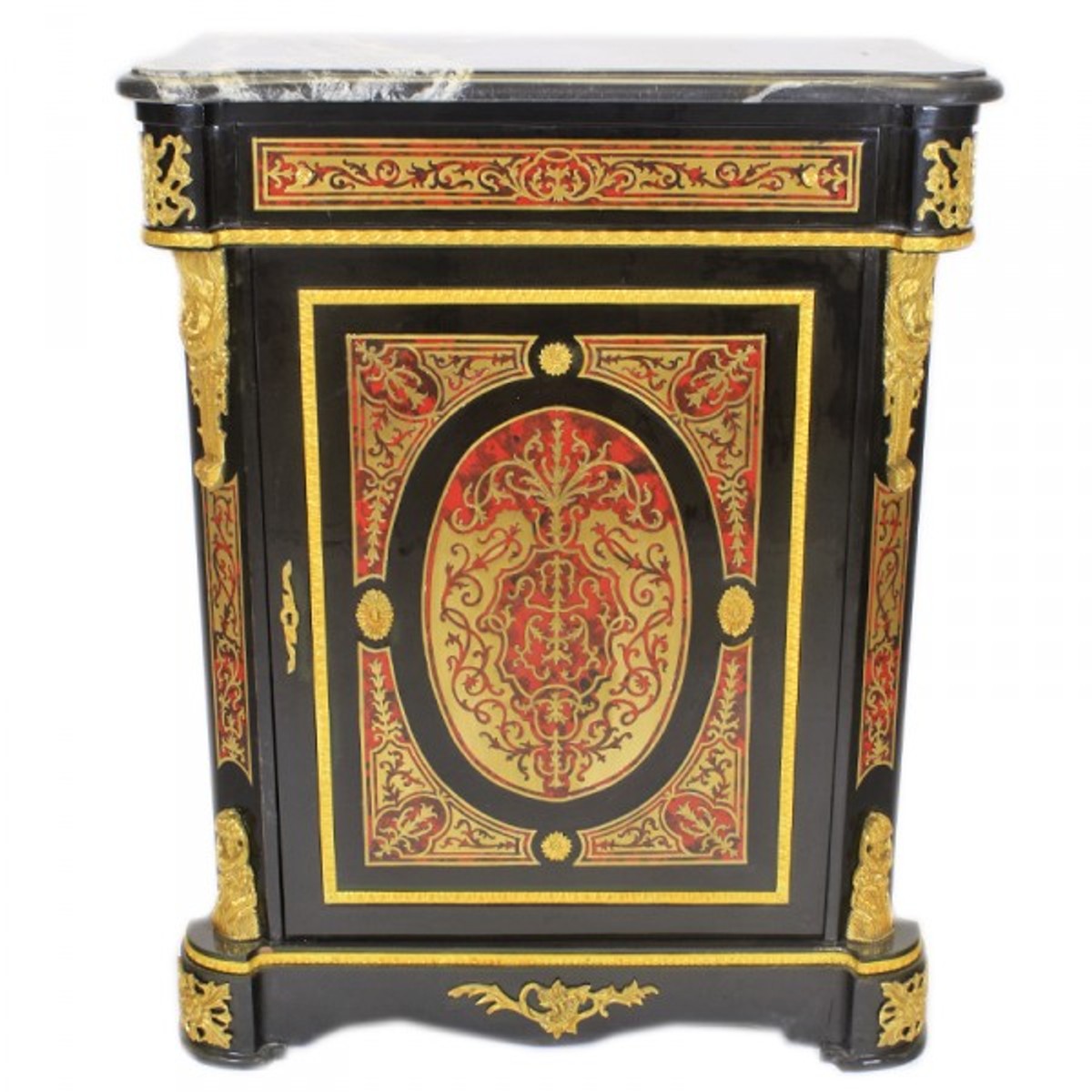 Casa Padrino Barock Boulle Kommode Schwarz / Gold / Rot mit Marmorplatte 95 x H105 cm - Möbel Schrank Sideboard Casa Padrino Barock Boulle Kommode Schwarz / Gold / Rot mit Marmorplatte 95 x H105 cm - Möbel Schrank Sideboard von Casa Padrino