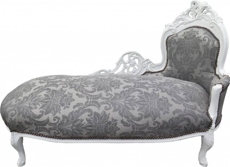 Casa Padrino Barock Chaiselongue Grau Muster / Weiss - Recamiere Liege Barock Möbel - Limited Edition Casa Padrino Barock Chaiselongue Grau Muster / Weiss - Recamiere Liege Barock Möbel - Limited Edition von Casa Padrino