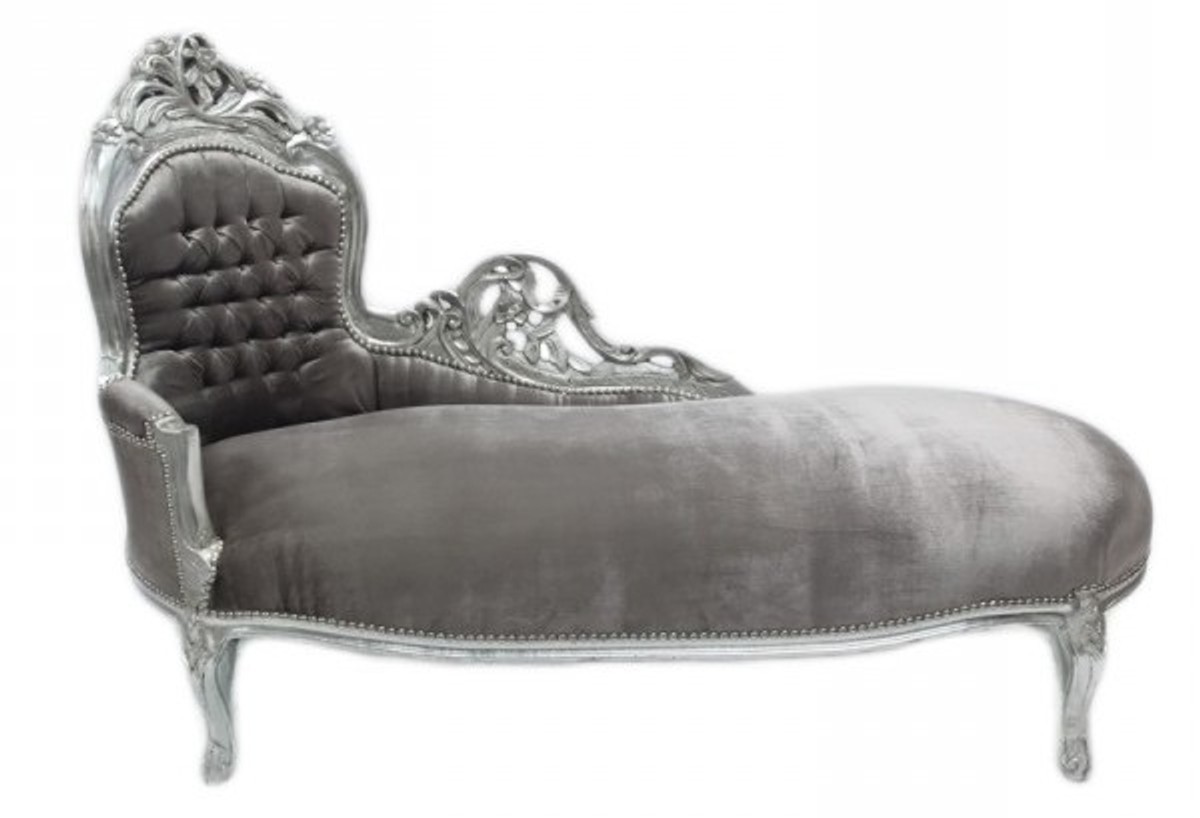 Casa Padrino Barock Chaiselongue "King" Grau/Silber Mod2 - Recamiere Liege Wohnzimmer Casa Padrino Barock Chaiselongue "King" Grau/Silber Mod2 - Recamiere Liege Wohnzimmer von Casa Padrino