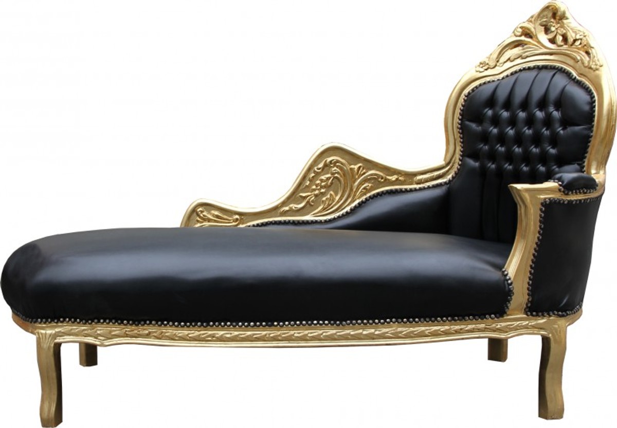Casa Padrino Barock Chaiselongue Mod2 Schwarz/Gold Lederoptik- Barock Möbel Casa Padrino Barock Chaiselongue Mod2 Schwarz/Gold Lederoptik- Barock Möbel von Casa Padrino