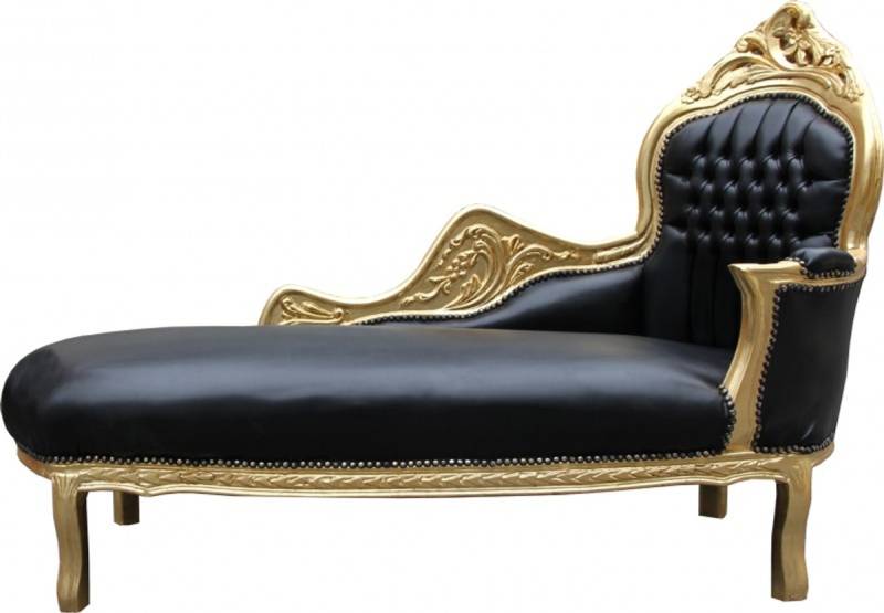Casa Padrino Barock Chaiselongue Mod2 Schwarz/Gold Lederoptik- Barock MÃ¶bel von Casa Padrino