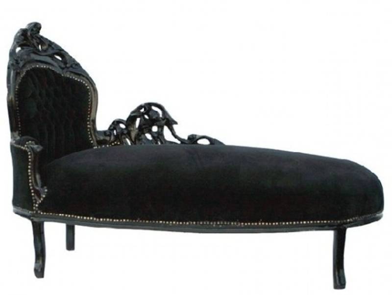 Casa Padrino Barock Chaiselongue Schwarz/Schwarz linke Seite - MÃ¶bel Recamiere Liege von Casa Padrino