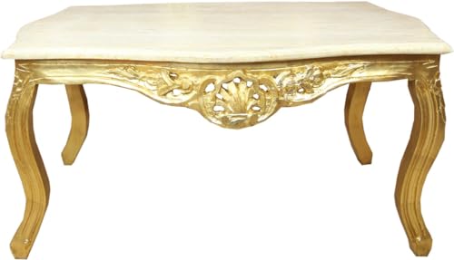 Casa Padrino Barock Couchtisch Gold mit Marmorplatte Creme - Möbel Wohnzimmer Tisch Antik Stil von Casa Padrino