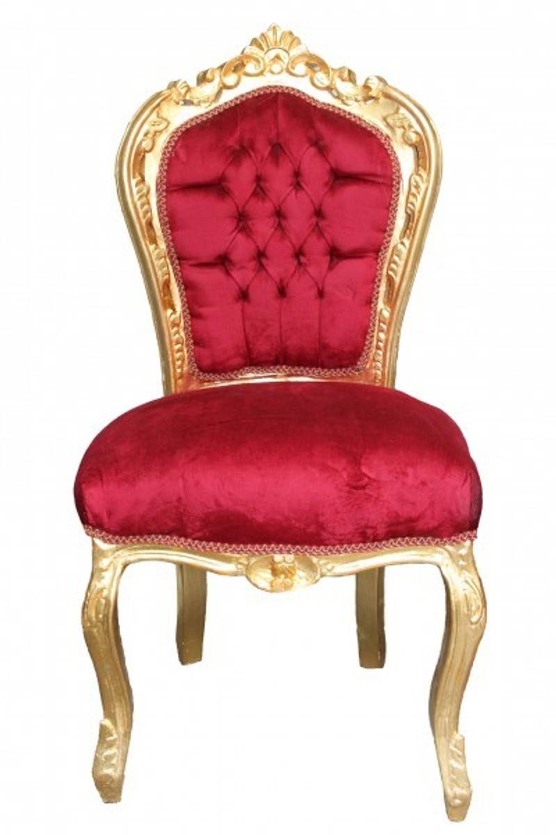 Casa Padrino Barock Esszimmer Stuhl Bordeaux / Gold ohne Armlehnen - Antik Möbel Casa Padrino Barock Esszimmer Stuhl Bordeaux / Gold ohne Armlehnen - Antik Möbel von Casa Padrino