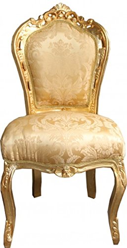 Casa Padrino Barock Esszimmer Stuhl Gold Blumen Muster/Gold ohne Armlehnen - Antik Möbel von Casa Padrino